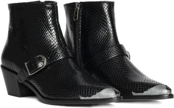 Zadig & Voltaire Zwarte Slangeffect Gesp Detail Blokhak - Foto 5
