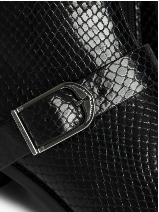 Zadig & Voltaire Zwarte Slangeffect Gesp Detail Blokhak - Foto 3
