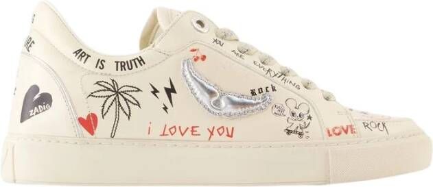 Zadig & Voltaire Low-Top Sneakers Fly On Sneakers Leather Silver in beige