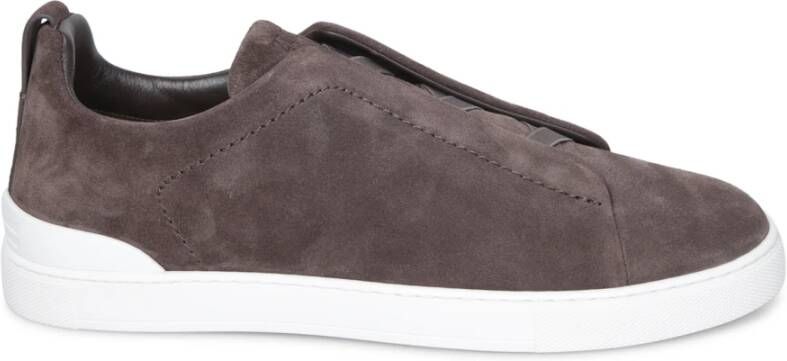 Zegna Beige Suède Instap Sneakers