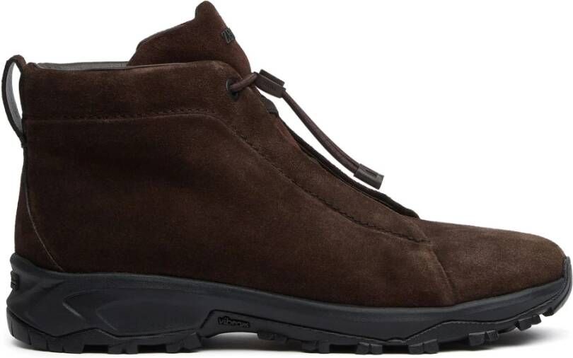 Zegna Suede Hi-Top Sneakers Triple Stitch