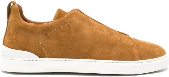 Zegna Suede Triple Stitch Sneakers