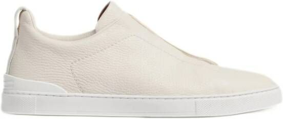 Zegna Triple Stitch Off-White Deerskin Sneakers
