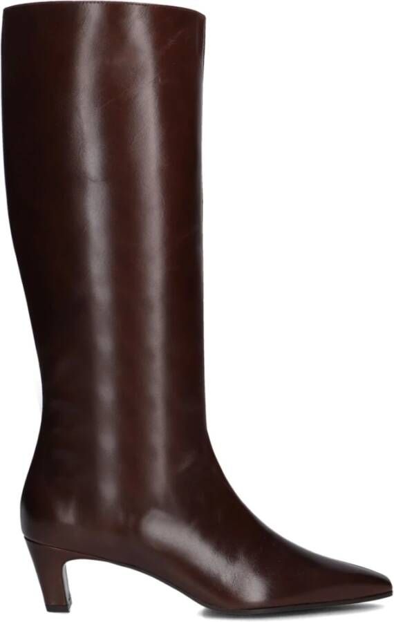 Zinda Bruine Leren Hoge Laarzen voor Dames