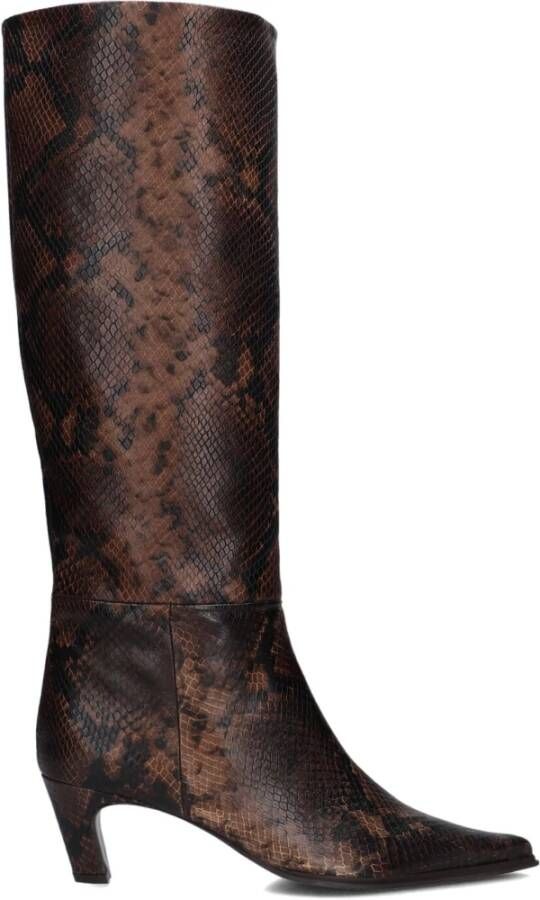 Zinda Bruine Leren Hoge Laarzen voor Dames