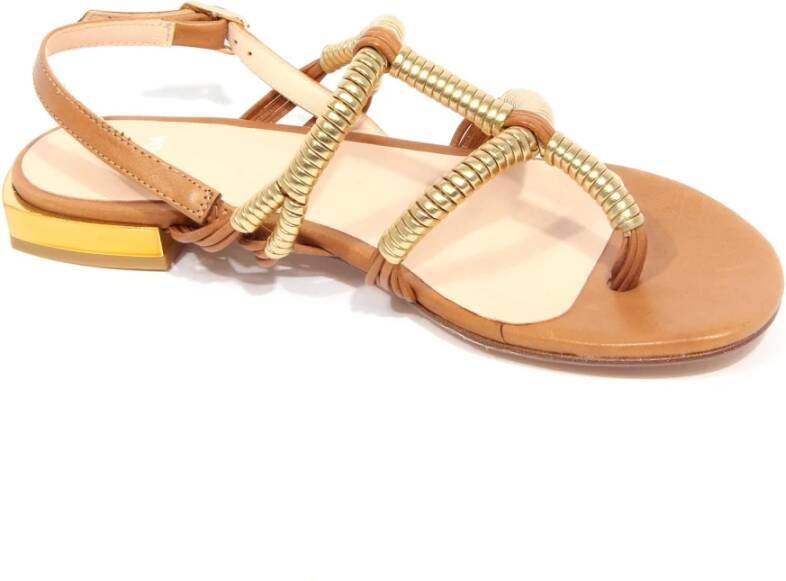 Zinda Tan Gouden Leren Sandalen Model 1310