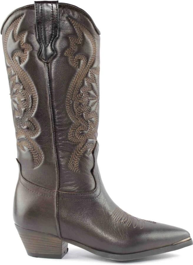 Zoe Geborduurde Bruine Leren Cowboy Laars Brown Dames - Foto 2