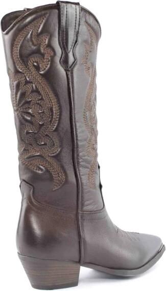 Zoe Geborduurde Bruine Leren Cowboy Laars Brown Dames