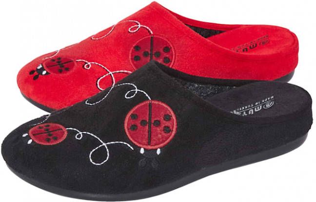 Belafit Pantoffels per 2 paar Zwart::Rood