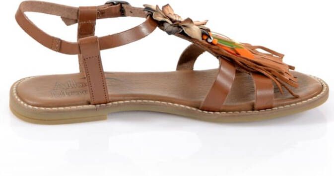 alba moda Sandaaltje met modieuze bloemenapplicatie Cognac