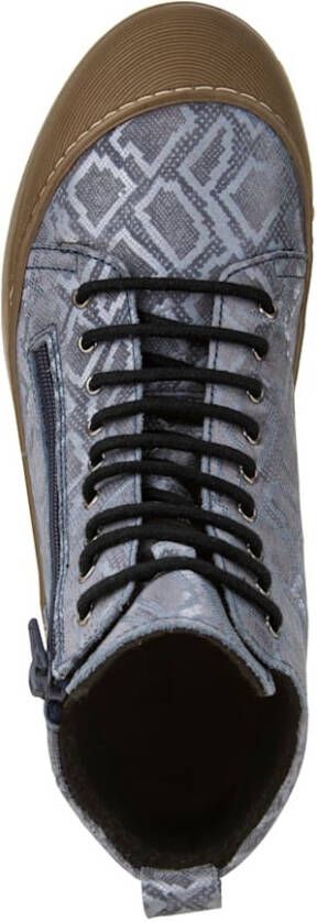 Gemini Hoge veterschoen van leer met glanseffect Zwart