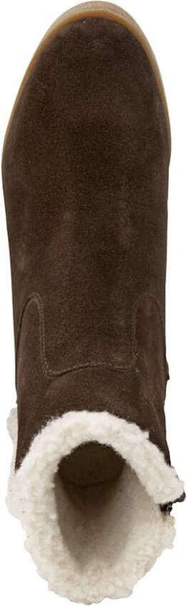 MONA Enkellaarsje met winterse details van imitatiebont Donkerbruin