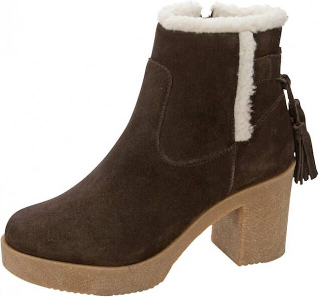 KLiNGEL Enkellaarsje met winterse details van imitatiebont Donkerbruin