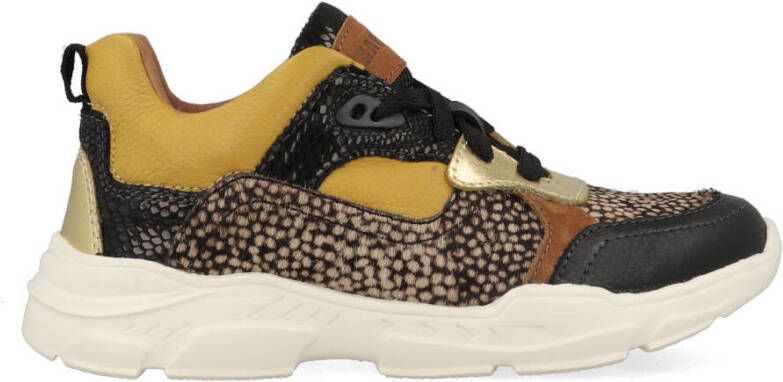 Braqeez Renee Run Lage Sneakers Geel Bruin Leer Veters - Foto 3