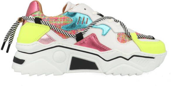 DWRS LABEL DWRS Jupiter tweed Pink Yello Roze Leer Lage sneakers Dames