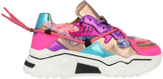 Dwrs Dames Sneakers Jupiter Neon Pink Purple Multi - Foto 3