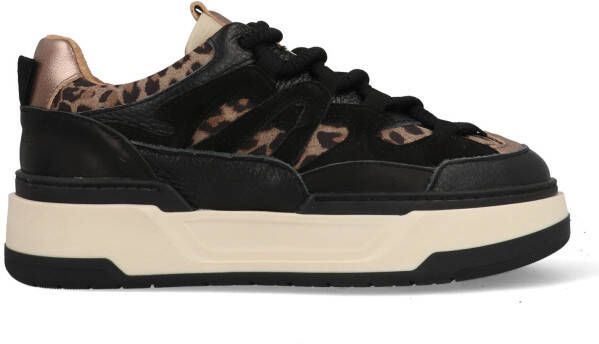 DWRS The label DWRS Dames Sneakers Zwart Leer Leopard