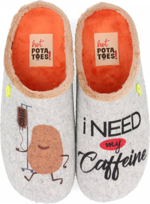 Hot Potatoes Pantoffels Hengelo 61047 Grijs - Schoenen.nl