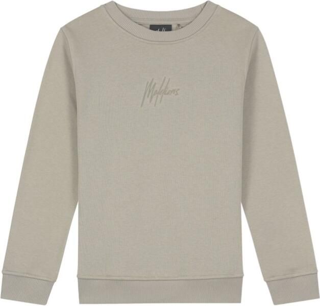 Malelions Junior Striped Signature Sweater Olijf Groen