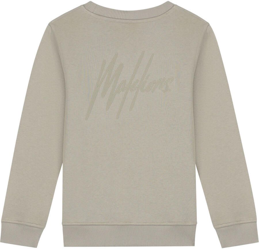 Malelions Junior Striped Signature Sweater Olijf Groen