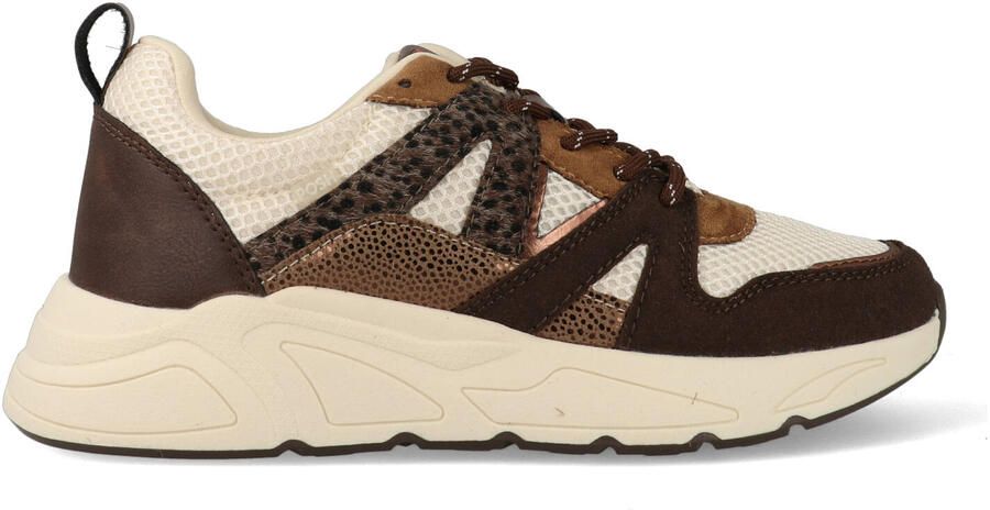 POSH by Poelman Carocel imitatieleren sneakers donkerbruin ecru - Foto 4