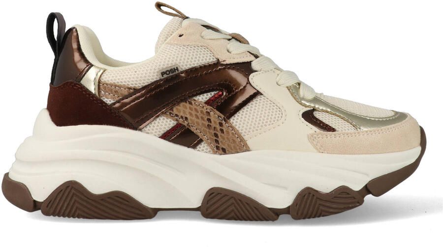 POSH by Poelman GIGI Dames Sneakers Bruin Met Beige - Foto 3