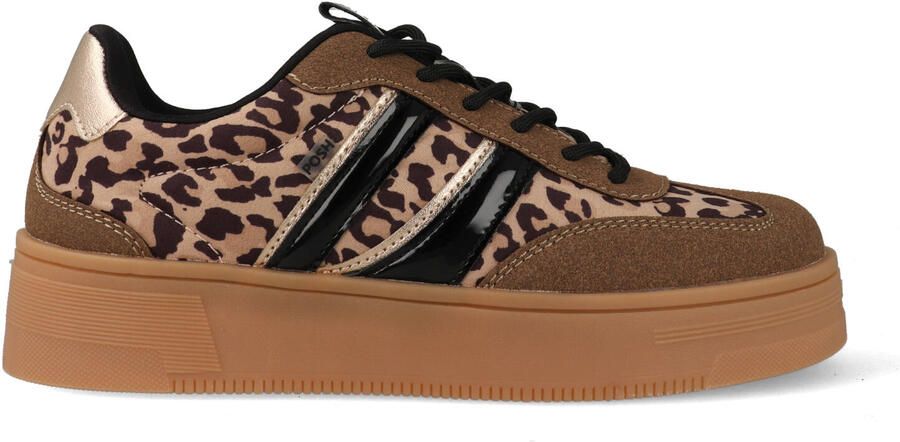 POSH by Poelman Lilly sneakers met panterprint bruin beige - Foto 5
