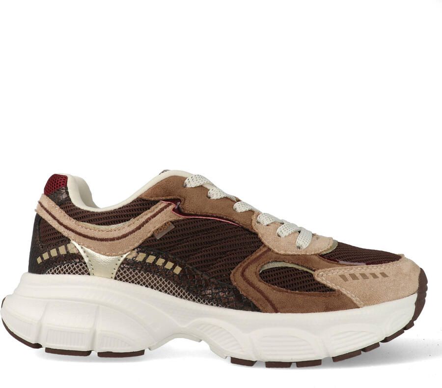 POSH by Poelman Lise imitatieleren leren sneakers bruin met combinatie - Foto 3