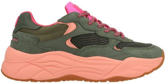 Scotch & Soda Celest chunky suède sneakers groen roze