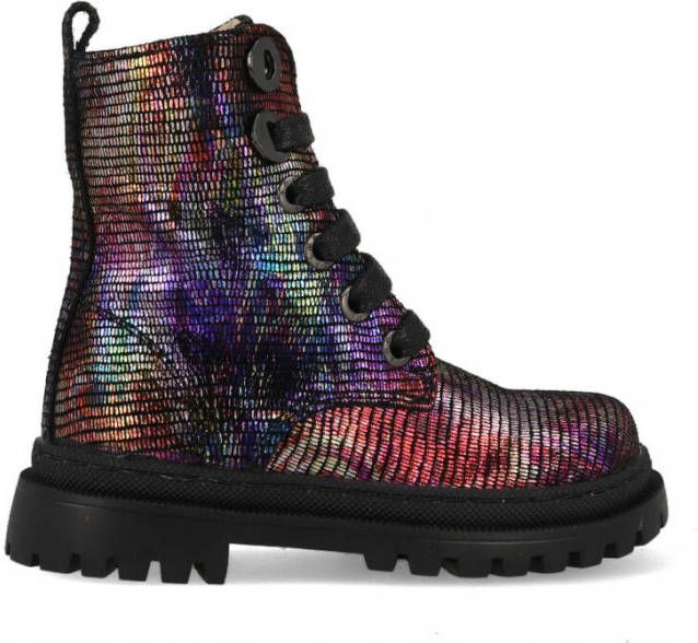 Shoesme zwarte bikerboots met allover multicolor print