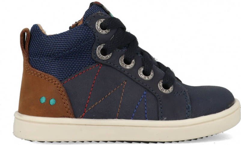 BunniesJR Bunnies JR Pol Pit Jongens Hoge Sneakers Blauw Leer Veters - Foto 2