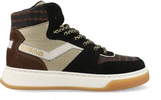 Vingino Senne Mid Premium leren sneakers zwart multi