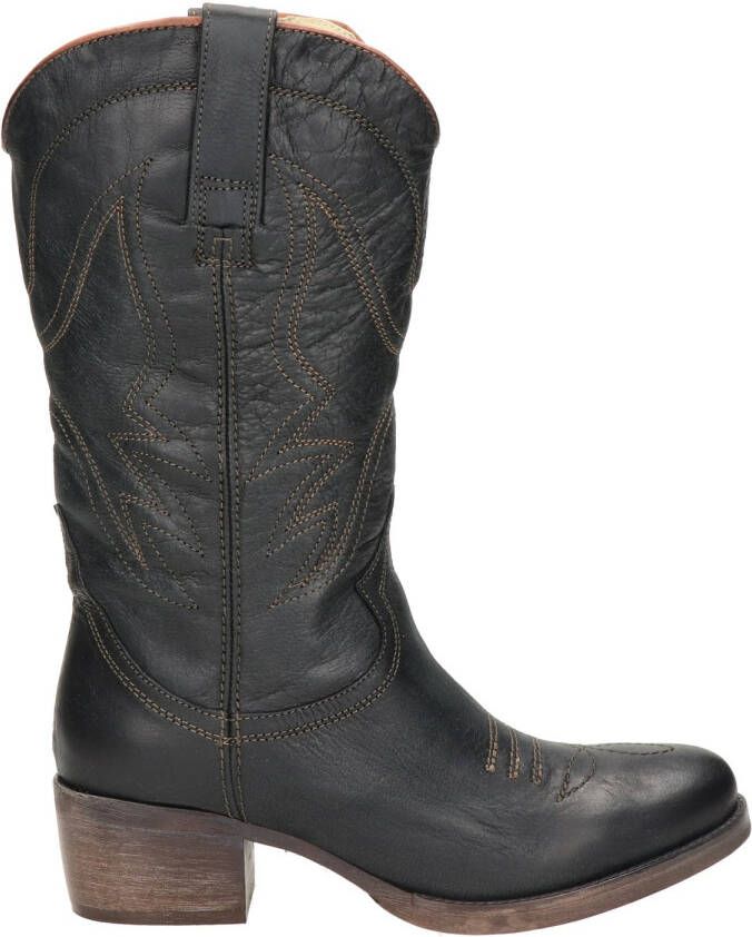 Zwarte leren western laarzen - Dames | MANFIELD