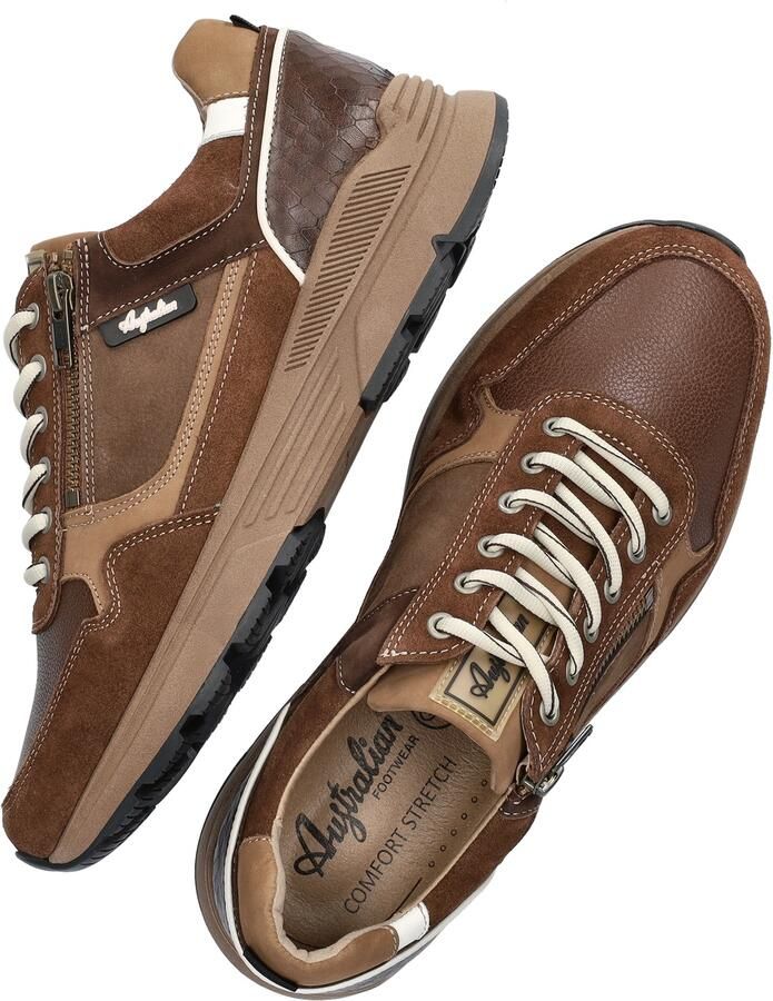 Australian Footwear Australian bruine leren heren sneakers Connery - Foto 3