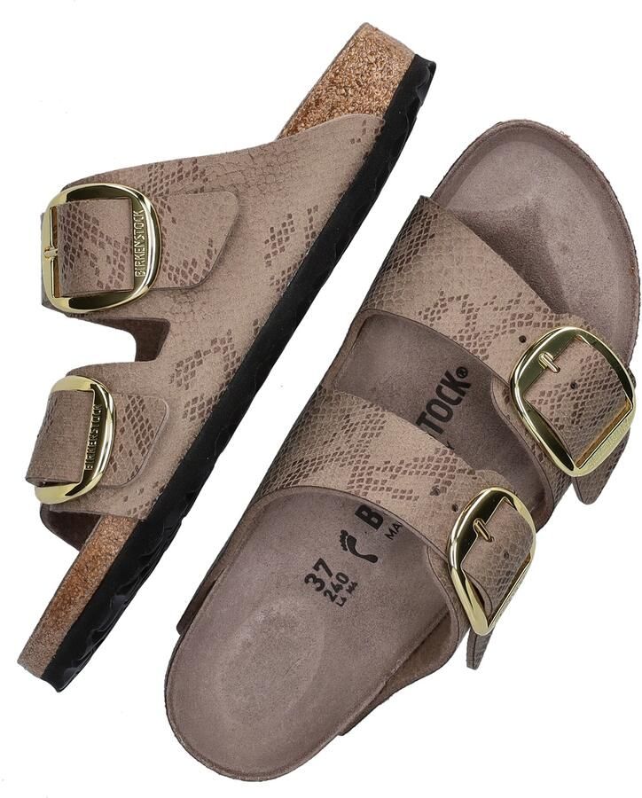 Birkenstock Arizona Big Buckle Python leren slippers met dierenprint taupe - Foto 4