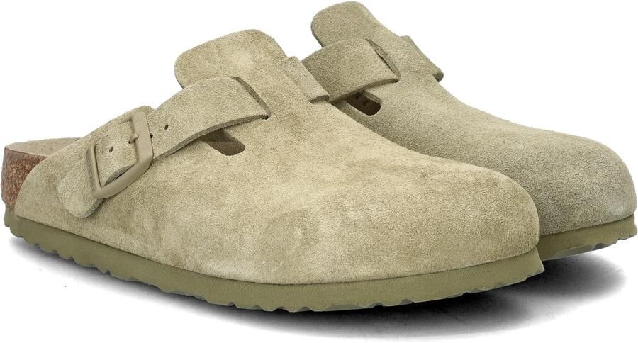 Birkenstock Suede Leather Boston Platte Schoenen Green Dames - Foto 3