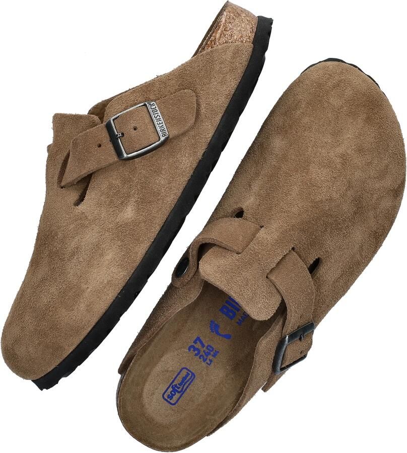 Birkenstock Platte sandalen Boston Suede Leather Narrow Dark Tea Tonal - Foto 4