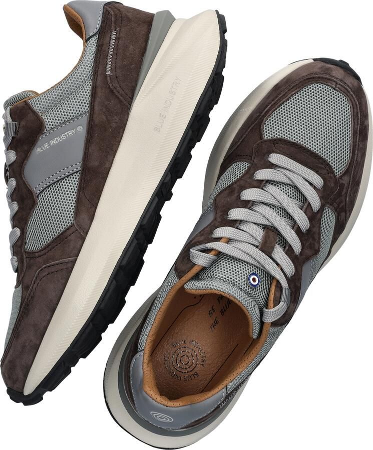 Blue Industry donkerbruine suède heren sneakers met grijs mesh Blue Jogger - Foto 2