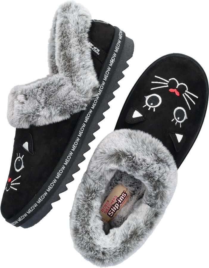 Bobs Hands Free Slip-In Cozy Kiss Meow dames pantoffel Zwart - Foto 2