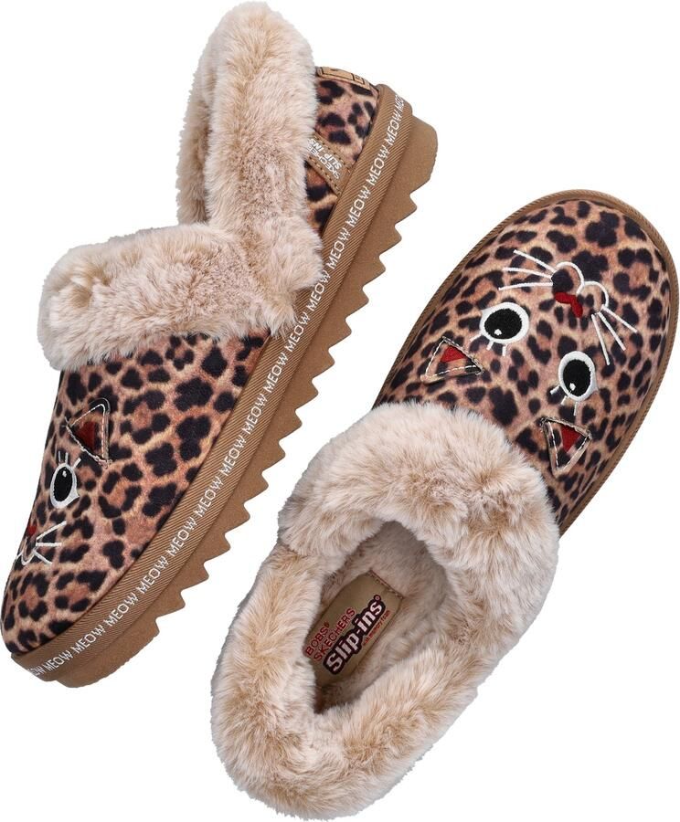 Bobs Hands Free Slip-In Cozy Kiss Meow dames pantoffel Leopard - Foto 2