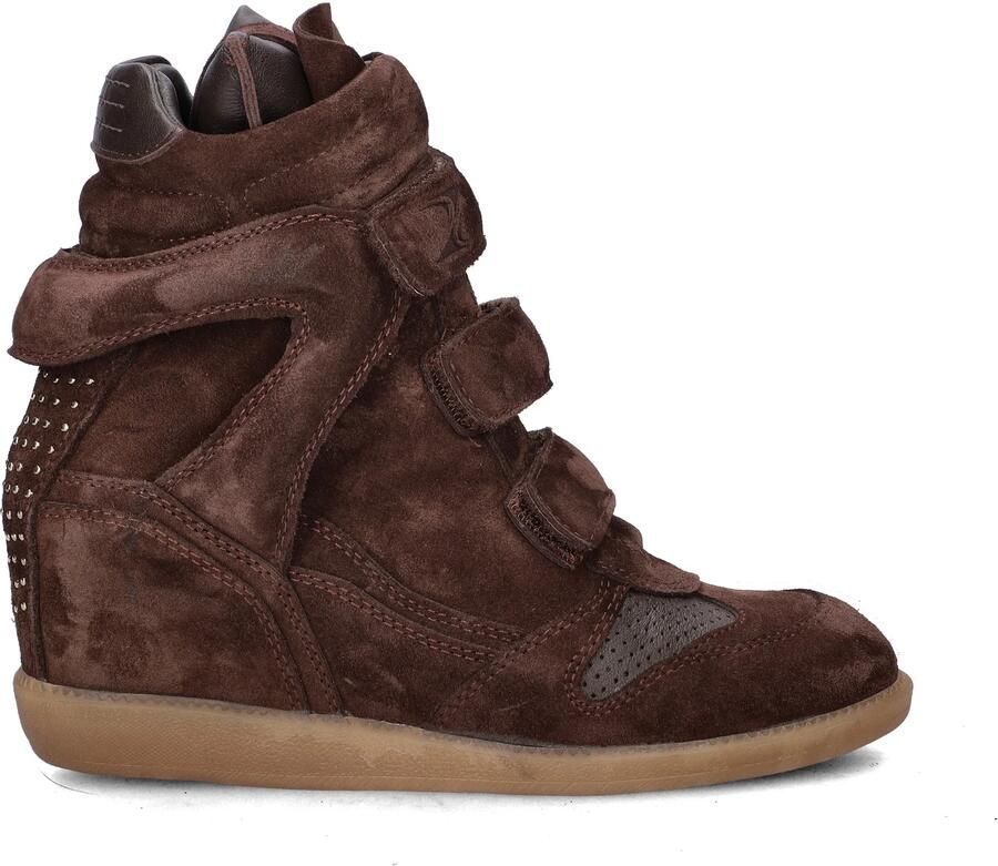 Bronx dames sneaker sleehak Jae-yy triple strap suede bruin - Foto 7