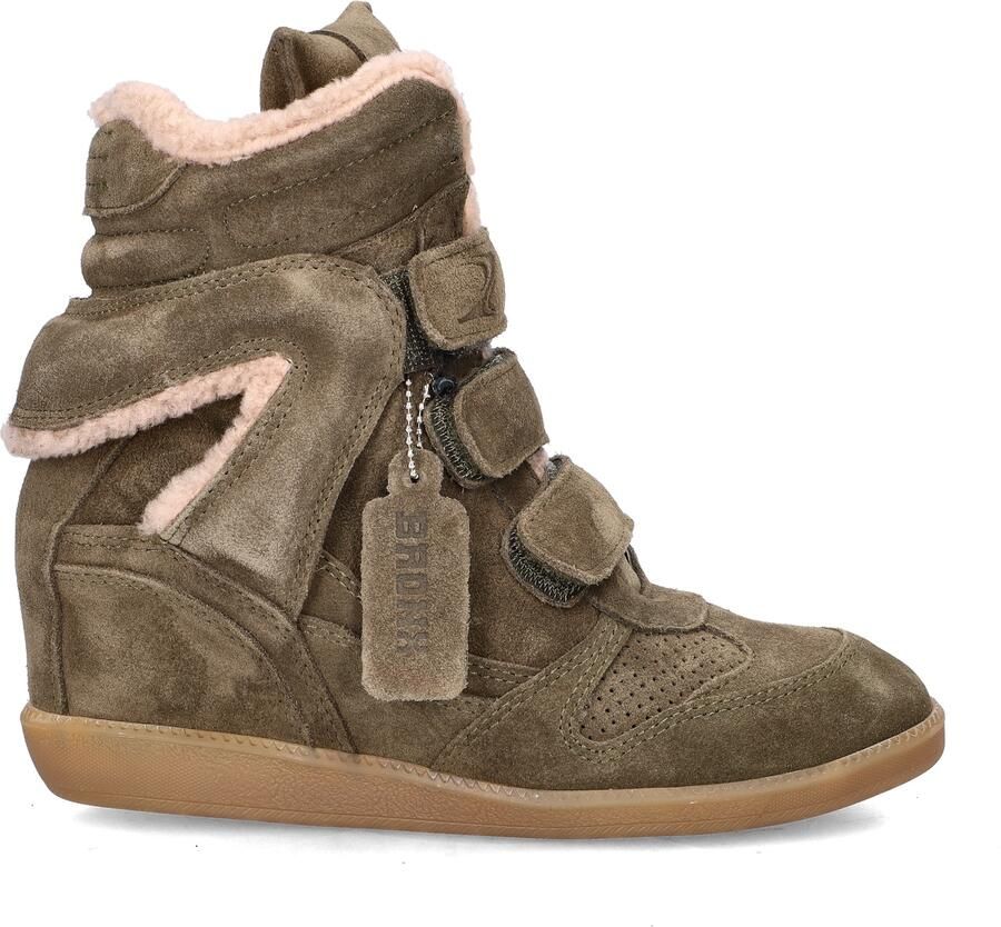 Bronx dames hoge sneaker Jaeyy Strap Fur suède kaki - Foto 2