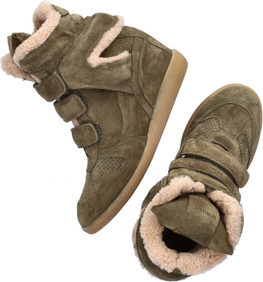 Bronx dames hoge sneaker Jaeyy Strap Fur suède kaki - Foto 3