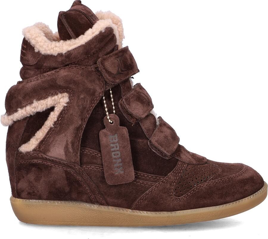 Bronx dames hoge sneaker Jaeyy Strap Fur suède bruin - Foto 2
