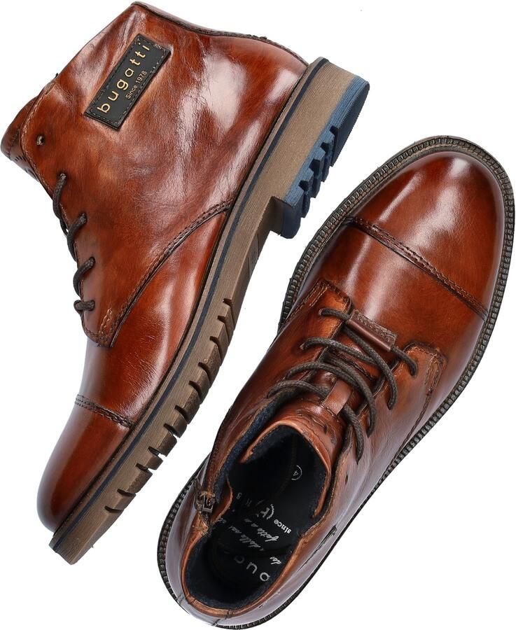Bugatti leren veterboots cognac