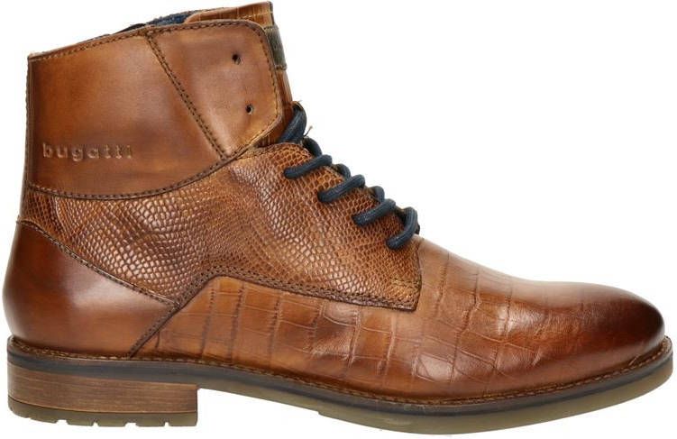 Bugatti leren veterboots cognac - Schoenen.nl
