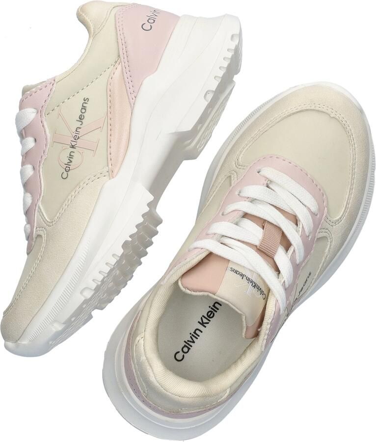 Calvin Klein chunky sneakers beige lichtroze Meisjes Imitatieleer Meerkleurig 39