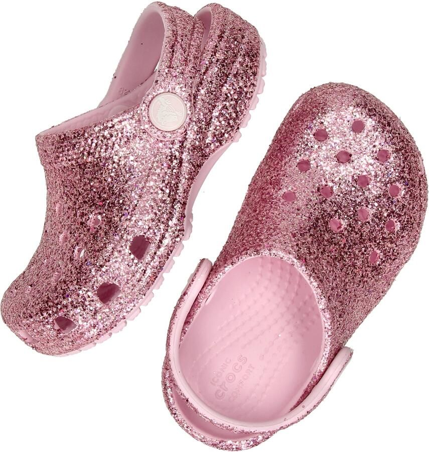Crocs Kid's Classic Chunky Glitter Clog Sandalen maat 28-29 roze - Foto 4