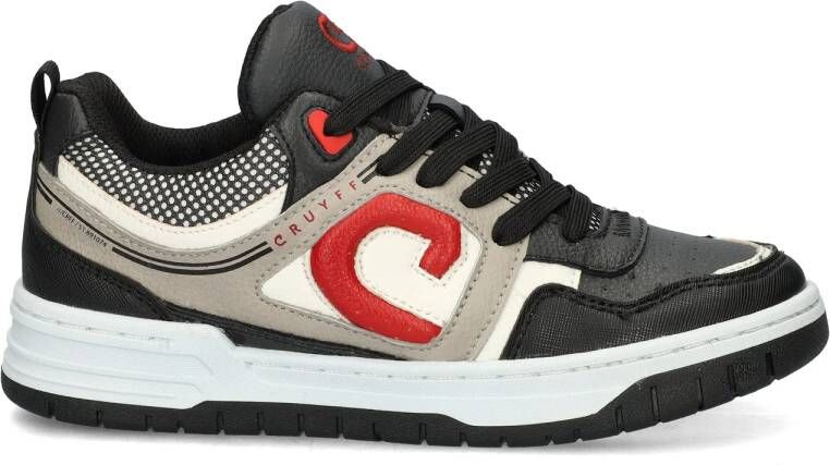 Cruyff Zwarte Leren Sneakers met Rode Accenten Multicolor Dames