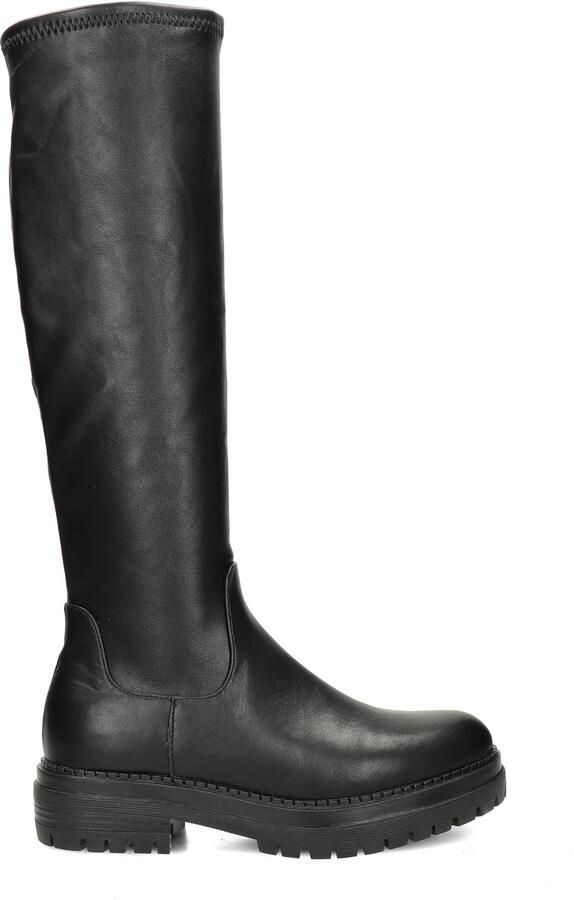PS Poelman Dames CYBELE PU Imitatieleren Stretch Hoge Laarzen met Stoere Profielzool en Rits Zwart - Foto 4